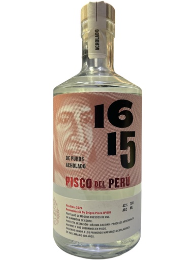 [PIS-PER-ALC-70CL] PISCO DEL PERU DE PUROS ALCHOLADO 1615 70CL